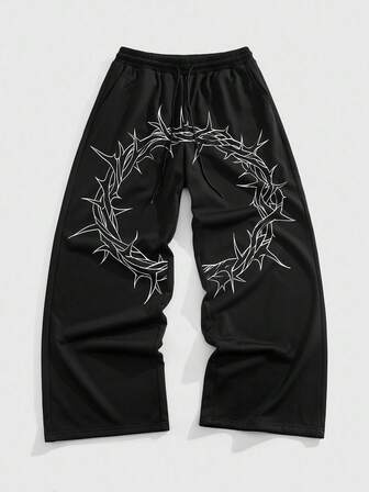 Goth Pantalon de survêtement décontracté pour hommes avec poches et cordon de serrage à la taille