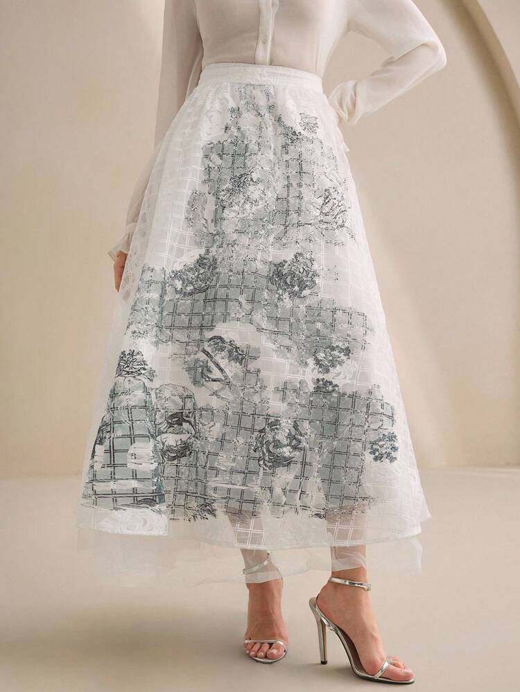 Women's Classical Flowing Chinese Style Tulle Skirt