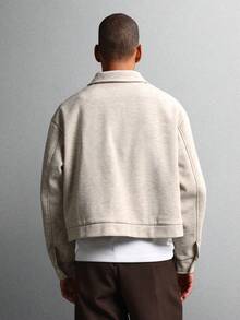 SUMWON 大学风格纽扣前夹克经典美式学院风休闲时尚外套休闲日常穿着现代简约男装 - 杏色 - 查看 5