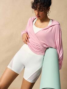 VARSIVA Pink Lace-Up Wrap Hooded Sports T-Shirt - Pink - View 7