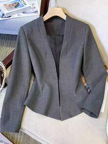 Franclia 女士优雅通勤V领短款长袖外套，适合秋季、冬季等各种场合，优雅时尚，休闲通勤、商务办公、日常休闲百搭，尽显气质，都市教师职业装。