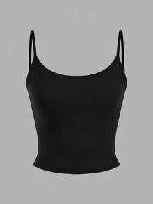 SHEIN EZwear 4 件女式黑色、棕色、粉色、白色紧身短款休闲背心，适合夏季 - 彩色 - 查看 5