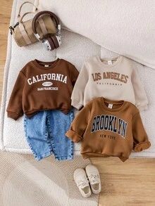 秋冬款3件套可爱休闲针织女婴字母图案长袖卫衣