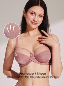LUVLETTE 无衬里全覆盖侧支撑网眼透视基本款轻盈舒适小胸罩