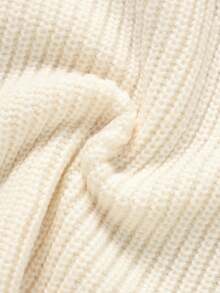 男婴米白色圆领套头毛衣，长袖针织衫，休闲简约婴儿基础款中性针织衫，新生儿毛衣，秋冬季男婴毛衣套装，女婴秋季毛衣 - 米色 - 查看 5