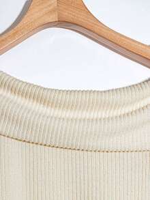 Franclia 法式美丽米色斜肩针织优雅轻奢优雅二合一拼接秋冬连衣裙聚会外出淑女装女装冬装女秋装女装 - 米色 - 查看 3