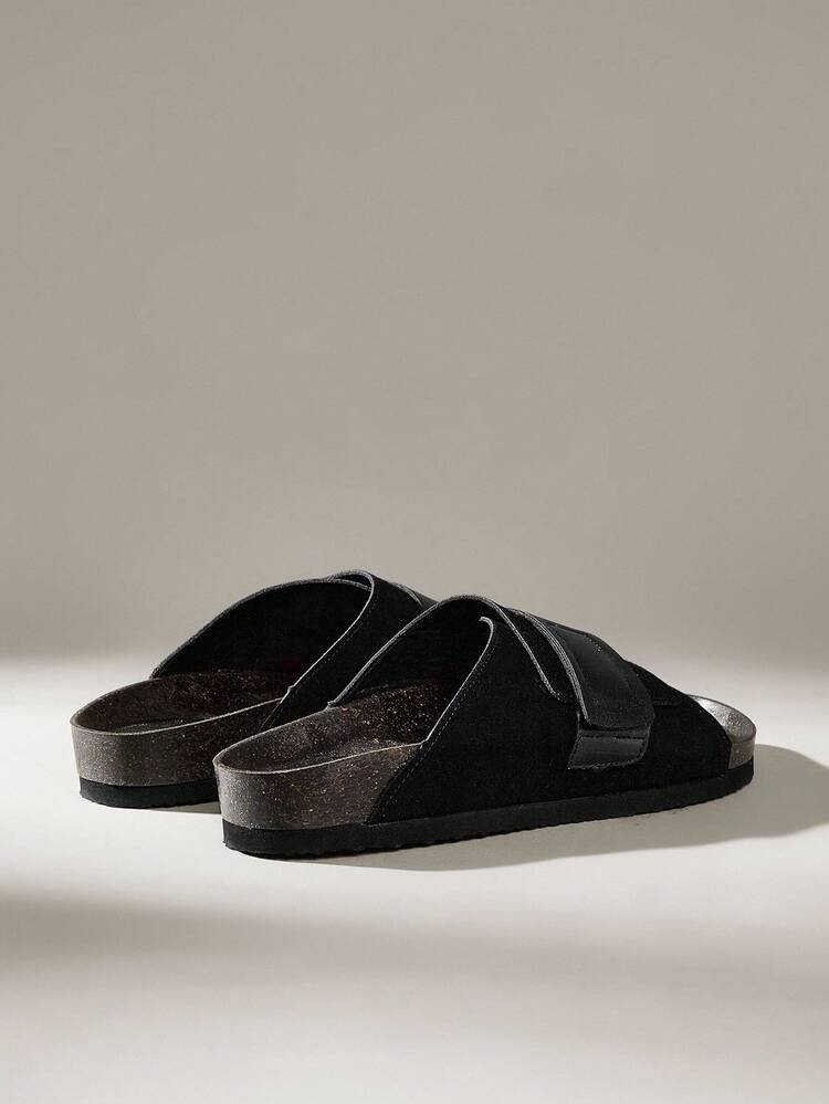 Solecia 男士夏季厚底一脚蹬凉鞋 - 黑色 - 查看 4