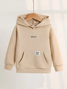 1 Stück Lässiger Collegejungen Sweatshirt, bequem & modisch, vielseitig, weich Muster, geeignet für Alltag, Schule, Ausflüge, Sport, Herbst/Winter - Aprikosenfarben - Übersicht 4