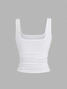 Flirla 3件装加大码女式纯色褶皱吊带背心