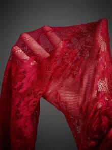 SHEIN ICON 女式万圣节角色扮演露肩撞色蕾丝喇叭袖提花衬衫 - 彩色 - 查看 8