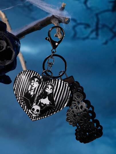 Corpse Bride X SHEIN 1pc PU Leather Figure Graphic Decorative Pendant, Bag Charm, Keychain, Can Be Hung On Bags, Wallets, Clothes, Suitable For Wedding, Gothic, Love, Victorian Era,Goth