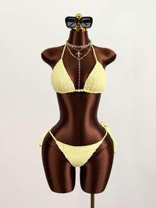 Women Athletic Onepieces Swimsuits - 黃色 - 查看 8