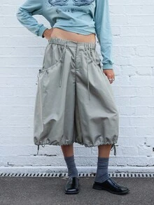 COUREZ 低腰气球降落伞裤/Y2K春装裤 - 綠色 - 查看 6