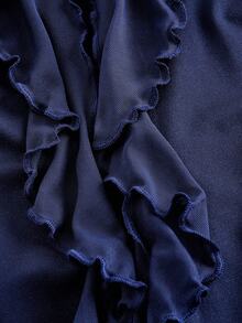 SHEIN MOD 大码女式喇叭裤，带抽绳和丝带设计，海军蓝 - 藏蓝色 - 查看 4