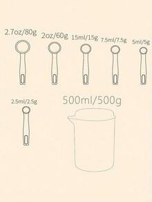 SHEIN 1 套量杯和量勺、塑料刻度粉勺、烘焙量勺、厨房烘焙工具套装 - 彩色 - 查看 4