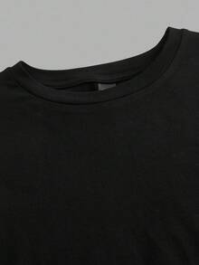 SHEIN EZwear 2pcs Casual Minimalist Black & Navy Blue Short Sleeve Crew Neck Basic T-Shirts With Pony Print, Suitable For Spring/Summer - Multicolor - View 8