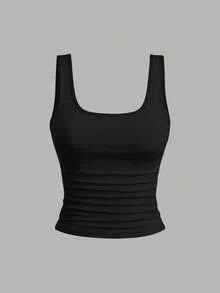 Flirla 3件装加大码女式纯色褶皱吊带背心