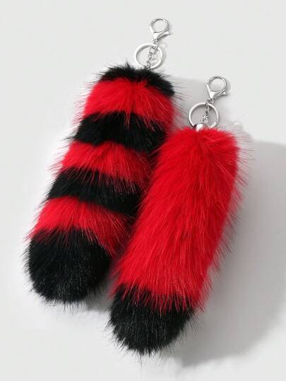 Goth 1 pièce Porte-clés style rétro gothique avec queue de renard/à neuf queues en fausse fourrure dégradé rouge et noir, convient pour le cosplay, les performances, la décoration, le port quotidien, cadeau pour les femmes, les filles, les fans d'anime