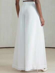 Aveloria Modichic Elegant Pleated Relaxed Wide Leg Women Pants, Comfortable For Vacation - White - View 2