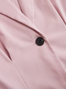 Sweetra Áo khoác Blazer tay dài đơn hàng khuy đơn giản cổ ve lật thời trang nữ - Màu Hồng baby - Xem 3