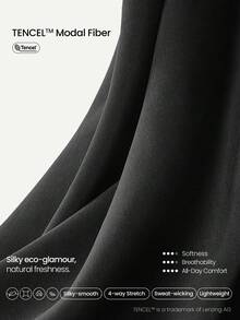 GLOWMODE Modal Midi Dress Side Invisible Pockets Built-In Thumbnail Casual Daily - Black - View 5