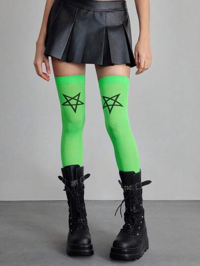Grunge Punk 1 Pair Dark Rock Star Over-The-Knee Stockings