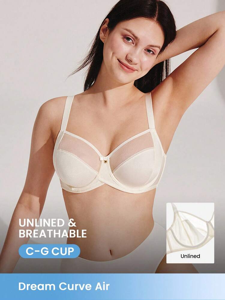 Unlined Full Coverage Side Support Mesh Bra