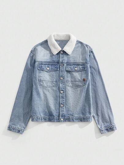 ROMWE MEN Casual 男士短款牛仔夹克，复古街头风格