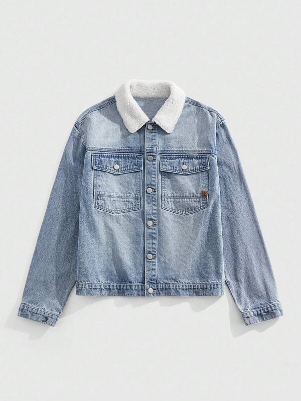 ROMWE MEN Street Life Men's Short Denim Jacket, Vintage Street Style