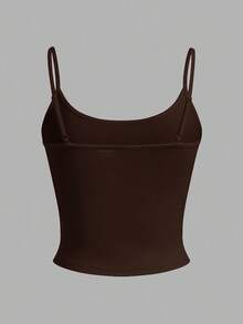 SHEIN EZwear 4 件女式黑色、棕色、粉色、白色紧身短款休闲背心，适合夏季 - 彩色 - 查看 10