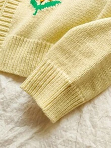 Vintaside Kids Girls' Cute Sunflower Shawl Cardigan Fall Winter - Yellow - View 6