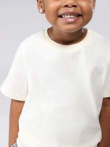 SUMWON Regular Classic Crewneck T-Shirt Kids Short Sleeve Essential Basic Cotton Tee Casual School Daily Wear Lightweight Breathable Summer Spring Fall - Yellow - View 3