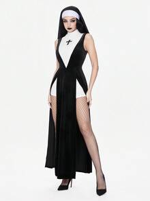 ROMWE Avant Disfraz sexy y oscuro de juego de roles de moda para Halloween - Negro - Ver 5