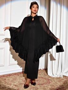 Cravure Halloween Plus Size Co-Ords Fall Cloth For Women - Black - View 3