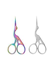 Juego de tijeras con forma de grúa de tamaño grande (12,8 cm) y pequeño (10,3 cm), tijeras vintage para manualidades, tijeras para tela, tijeras para bordado, tijeras para punto de cruz, tijeras de oficina para papel, tijeras para cejas puntiagudas, tijeras pequeñas multiusos - Multicolor - Ver 23