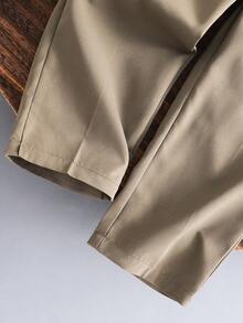 小男孩白色裤子，腰部带扣设计，适合各种派对、节日和聚会 - 軍綠色 - 查看 5