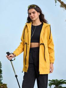 In My Nature 女士休闲抽绳腰带连帽户外夹克休闲夹克前拉链长款夹克、中长款夹克、户外夹克、户外风衣夹克、户外休闲夹克、深橙色夹克、亮橙色夹克、户外徒步夹克、女士日常休闲夹克、女士跑步夹克、防晒夹克、运动服夹克、秋季外套、保暖夹克、户外徒步夹克、多功能夹克、带口袋的户外徒步夹克外套、厚夹克保暖、软壳夹克、冬季夹克保暖厚款保暖夹克 - 黃色 - 查看 1