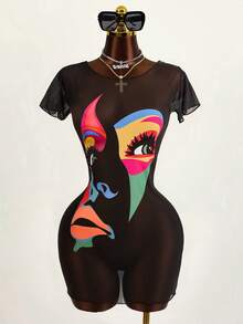 Zestiva Women's Printed Cover Up (Copyright Purchased) Summer - Black - View 1