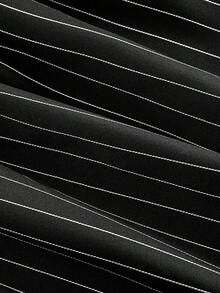 SHEIN MOD Women's Bubble Sleeve Striped Patchwork Button Design Ruffle Hem Mini Dress Black Dress With White Stripes Pinstripe Dress Collared Dress Dresses For Women Long Sleeve,Fall Clothes For Women,Shirt-Style 2 In 1 Dress,Black Dresses, Long Sleeve,A-Line - Black - View 5