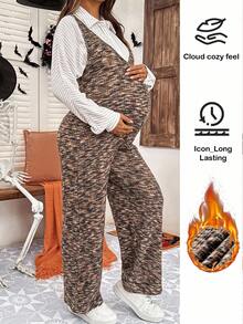 SHEIN 2-Piece Maternity Fashion Striped Shirt And Jumpsuit Set Maternity Two-Piece Set Autumn Halloween Costume - Multicolor - View 1