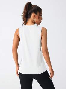 Gameset SHEIN Sport Modal Soft Ribbed Round Neck Basic Tee Studio Daily Summerworkout Tank Top - White - View 2