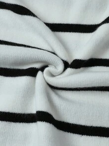 SHEIN Maternity Casual Commuter Striped Pattern Drop Shoulder Loose Knit Sweater Dress, Autumn/Winter - Black and White - View 6