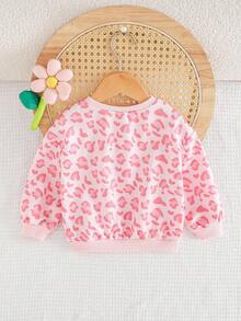 Cozy Pixies Baby Girl Colorful Floral Knit Soft Round Neck Drop Shoulder Sweatshirt Leopard Toddler Top Girl Baby Girl Clothes Long Sleeve Baby Girls Sweatshirts Animal Print Clothes Toddler Leopard Print Baby Clothes Fall Winter