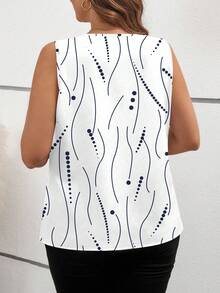 SHEIN Clasi Plus Size Women's Polka Dot Print V-Neck Sleeveless Casual Blouse Chic Blouses For Women