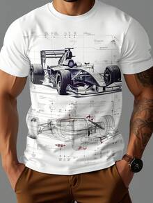 Manfinity LEGND Maglietta casual da uomo a girocollo con stampa all-over a maniche corte