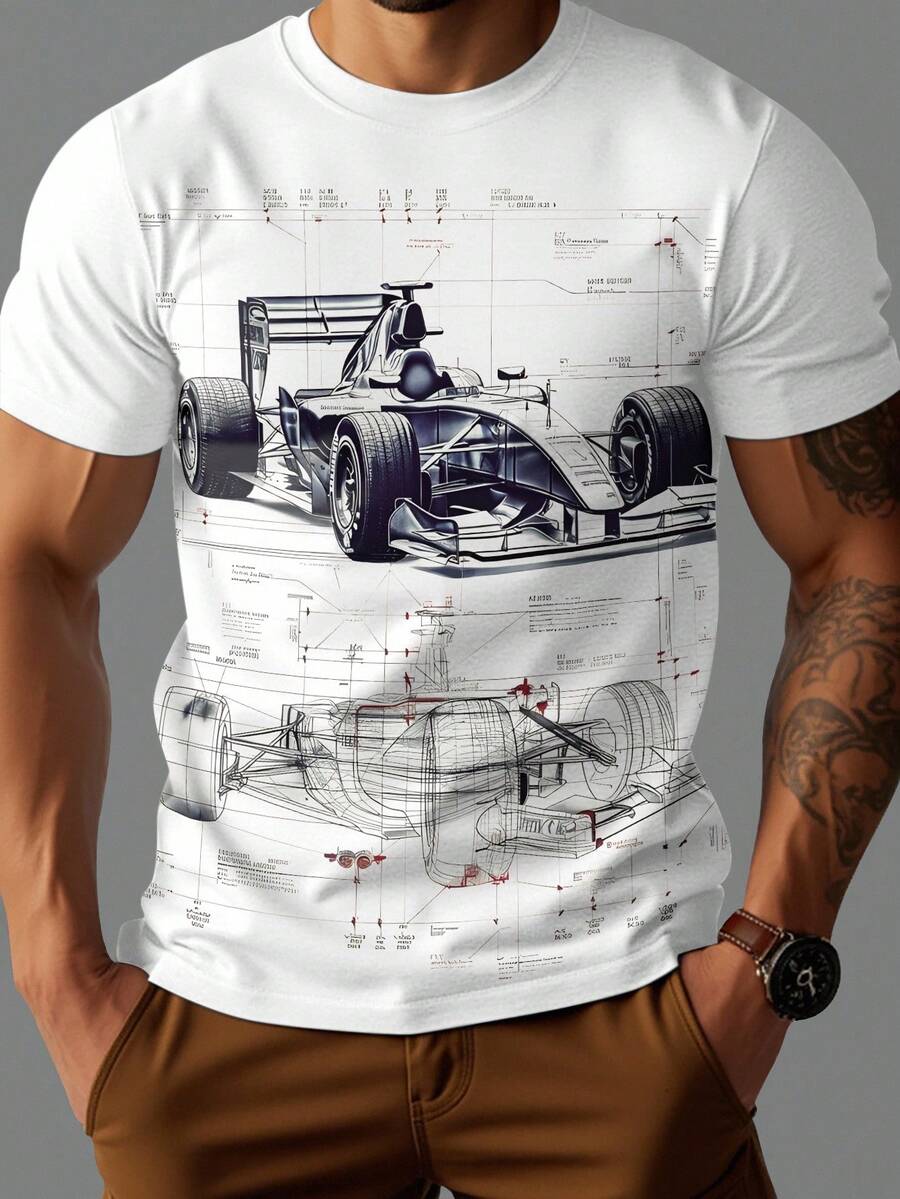 Manfinity LEGND Maglietta casual da uomo a girocollo con stampa all-over a maniche corte