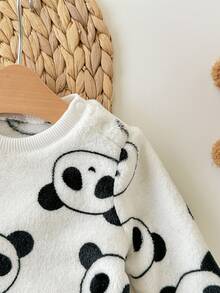 Set pigiama neonato bambina con stampa carina di panda, maniche lunghe, abbigliamento casual per autunno/inverno - Grigio - Visualizzare 9