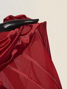 SHEIN ICON 女士时尚性感派对褶饰抹胸迷你连衣裙 - 紅色 - 查看 9