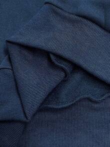 INAWLY Halloween Ghost & Iced Coffee Embroidery Pattern Women Crew Neck Sweatshirt - Navy Blue - View 4