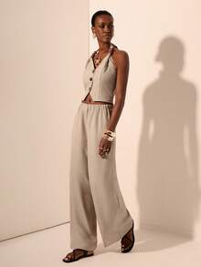 Zivah 女士日常两件套服装 - 卡其色 - 查看 3